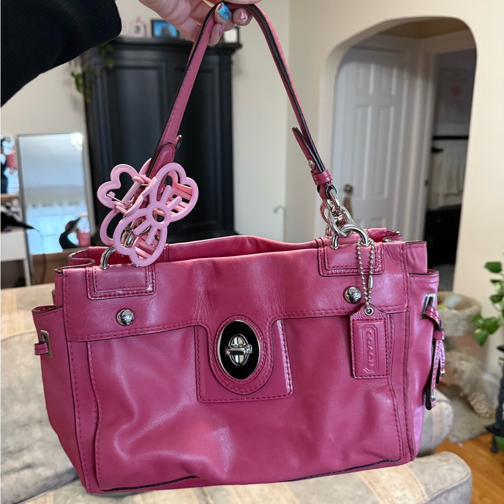 ** SOLD ** Coach Fuchsia Leather Shoulder Bag